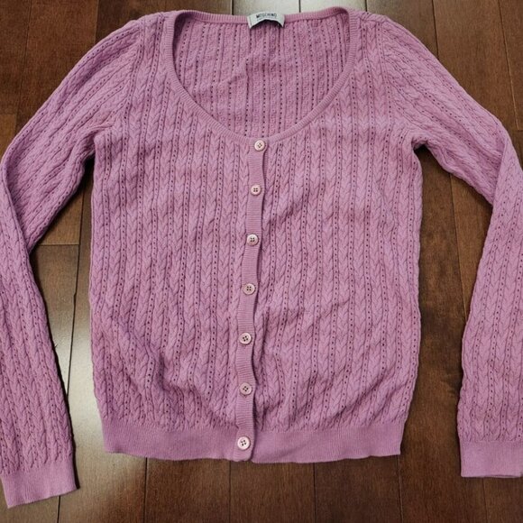 Moschino Sweater Women's Size Medium Purple Button up Light Cardigan - Picture 1 of 12